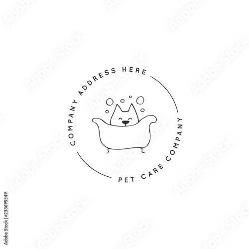 Vector hand drawn logo template for pets related business.