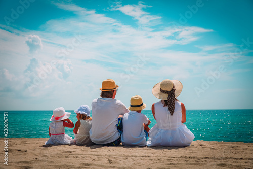 happy family with kids enjoy beach vacation
