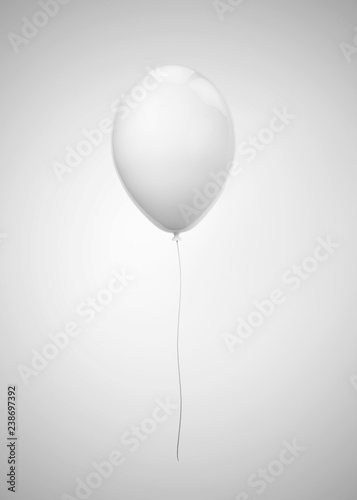 White balloon on grey background. 3d render.
