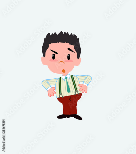 Businessman in casual style with an expression of unpleasant surprise.