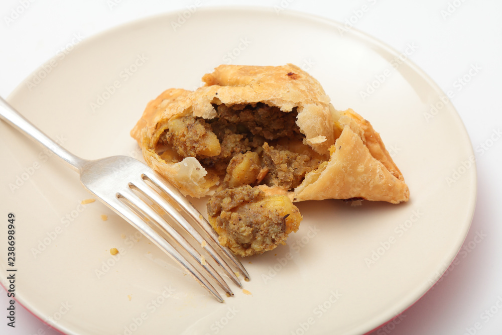 Samosa and fork Samosa and fork