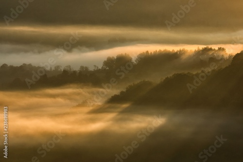 Misty sunrise in the Bieszczady Mountains. Poland © Szymon Bartosz