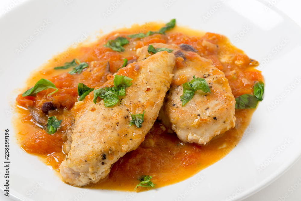 Chicken breasts provencal closeup Chicken breasts provencal closeup