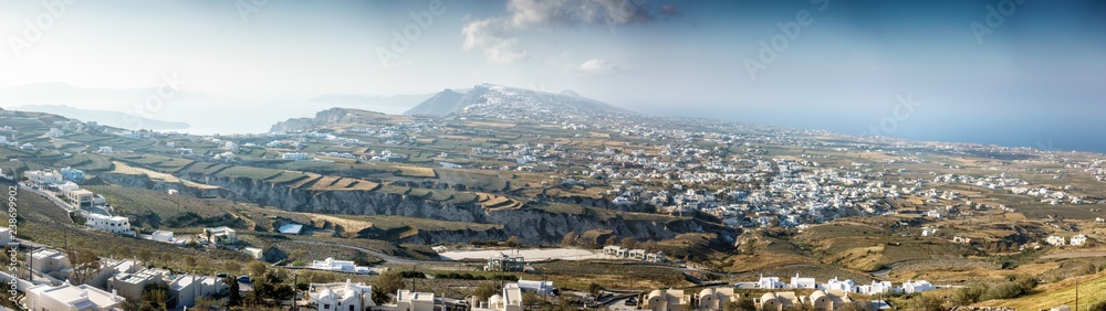 Panorama of Oia town; Santorini; Greece