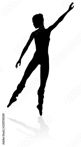 Silhouette ballet dancer woman dancing in pose or position