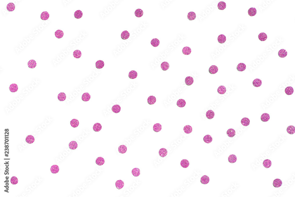 Pink glitter confetti paper cut background - isolated