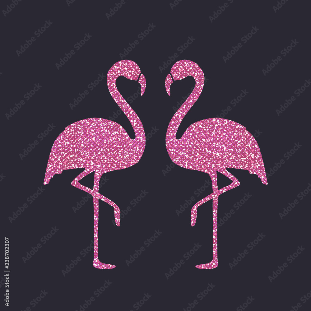Naklejka premium Pink Glitter Flamingo. Vector