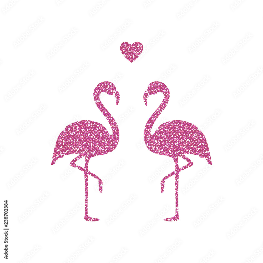 Obraz premium Pink Glitter Flamingo. Vector
