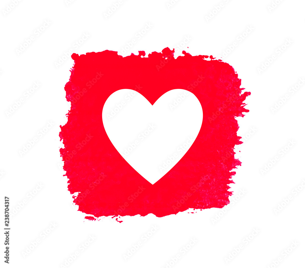 Herz Symbol auf rotem Farbfleck