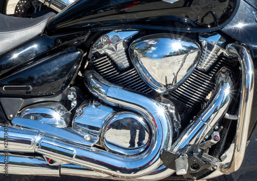 beautiful metal details of a motorcycle
