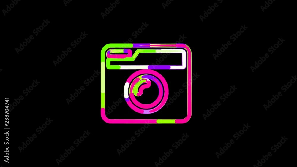 Circles gather in symbol camera retro. After it crumbles in a line and moves to the camera. Alpha channel black Circles gather in symbol camera retro. After it crumbles in a line and moves to the camera. Alpha channel black