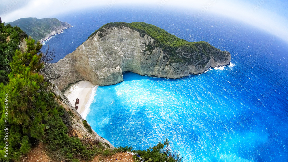 Zakynthos, Greece, the wreck beach seen from above Zakynthos, Greece, the wreck beach seen from above