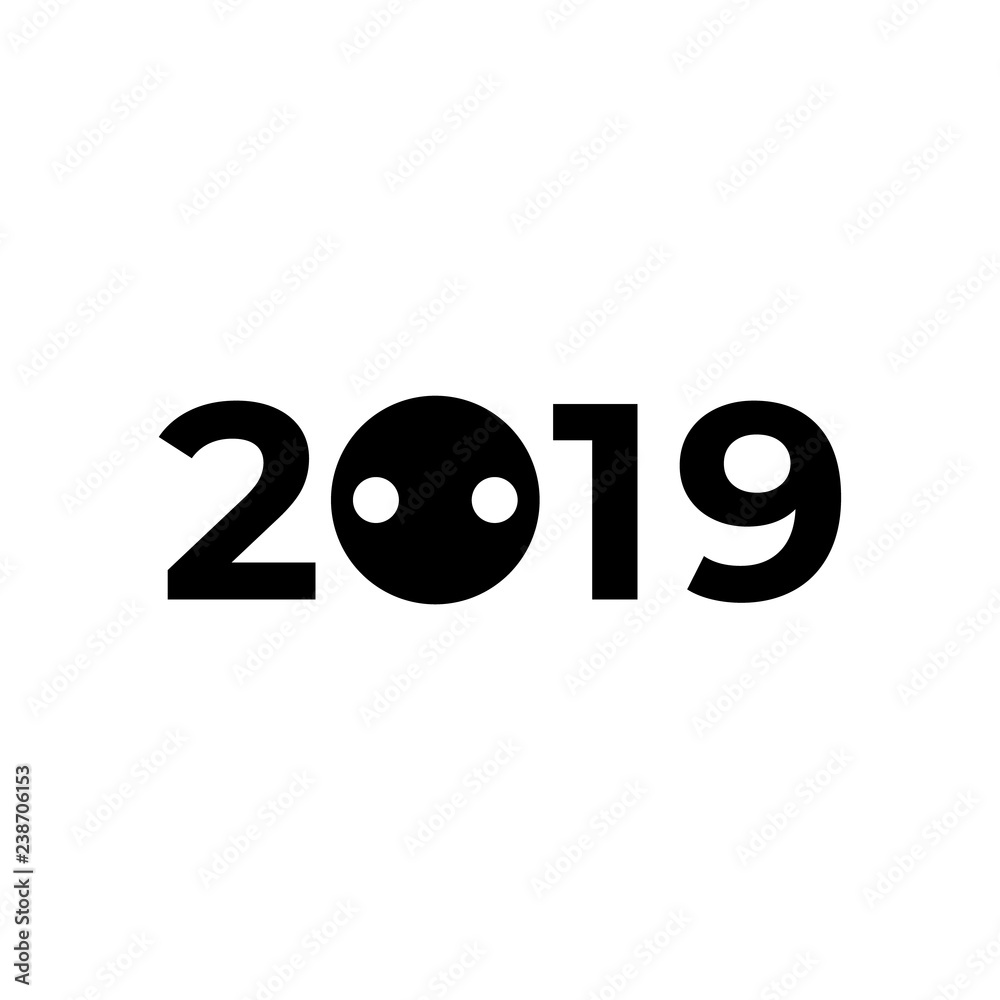 2019 new year icon, logo on white background 2019 new year icon, logo on white background