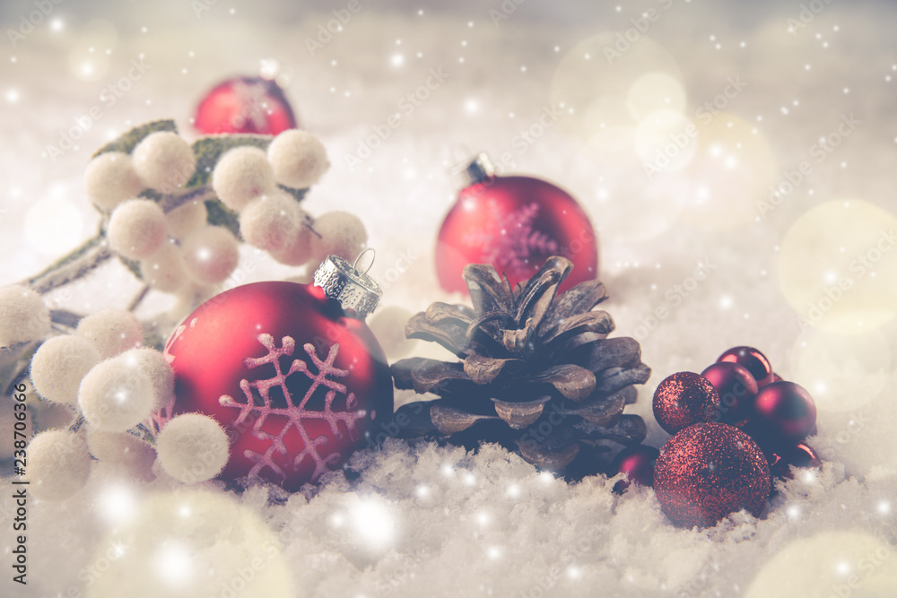 Christmas decoration in snow landscape Christmas decoration in snow landscape