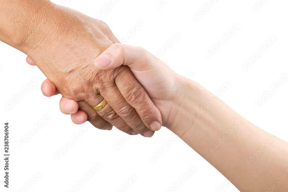 Close-up Gesture by hand, Handshake to help. with clipping path. Close-up Gesture by hand, Handshake to help. with clipping path.