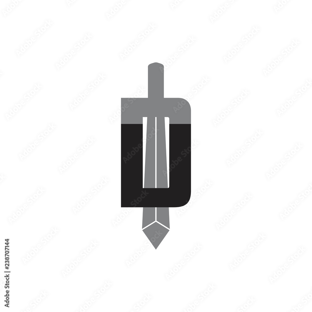 letter d sword design logo vector