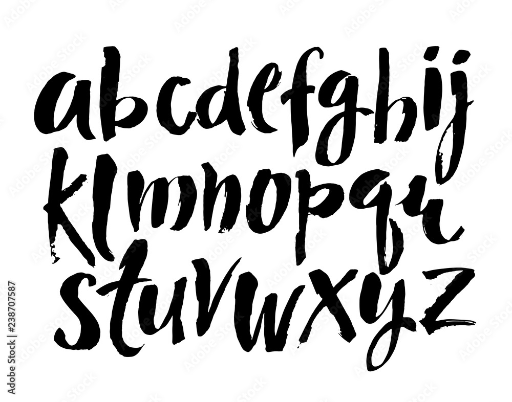 Vector Acrylic Brush Style Hand Drawn Alphabet Font. Calligraphy alphabet on a white background Vector Acrylic Brush Style Hand Drawn Alphabet Font. Calligraphy alphabet on a white background