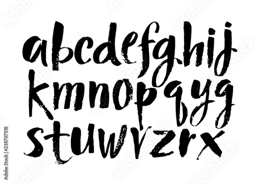 Vector Acrylic Brush Style Hand Drawn Alphabet Font. Calligraphy alphabet on a white background