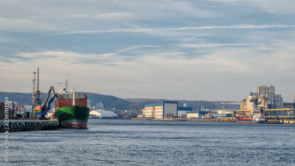 SEAPORT - Cargo ships at the wharf in Gdynia SEAPORT - Cargo ships at the wharf in Gdynia
