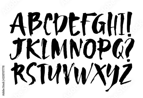 Vector Acrylic Brush Style Hand Drawn Alphabet Font. Calligraphy alphabet on a white background