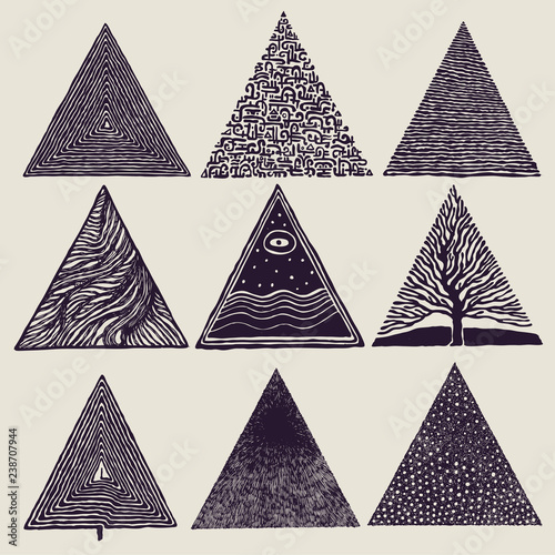 Triangles set. vector illustration. photo