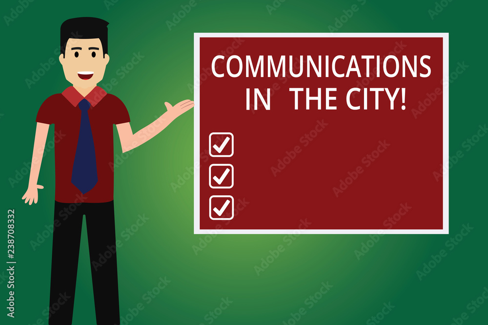 Word writing text Communications In The City. Business concept for Digital network technologies around the cities Man with Tie Standing Talking Presenting Blank Color Square Board photo Word writing text Communications In The City. Business concept for Digital network technologies around the cities Man with Tie Standing Talking Presenting Blank Color Square Board photo
