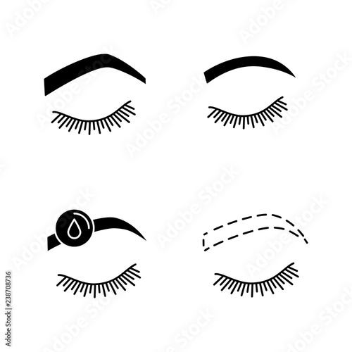 Eyebrows shaping glyph icons set