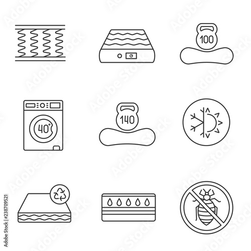 Mattress linear icons set