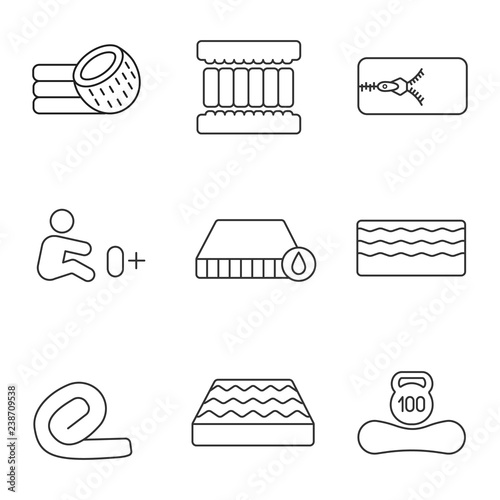 Mattress linear icons set