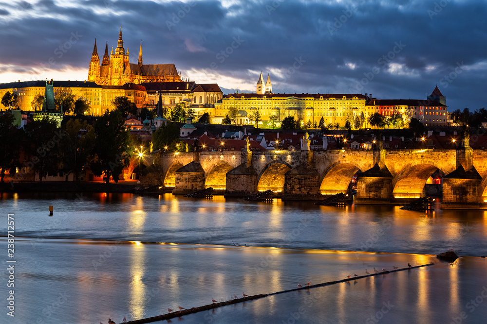 Prague Castle after sunset. Czech republic. 2018year
