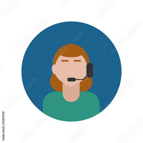 Operator flat icon isolated on blue background. Simple Professions sign symbol in flat style. Professions elements Vector illustration for web and mobile design.