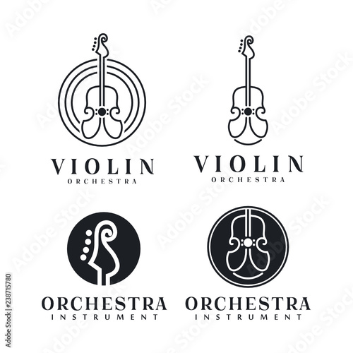 Line Art Violin / Cello logo design inspiration - Vector Illustration