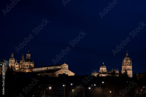 night view of the dome and the tower of the cathedral of Salamanca