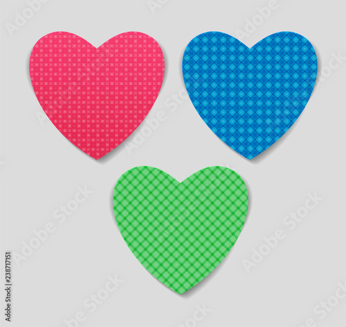 Hearts cut from paper set  Vector Illustration