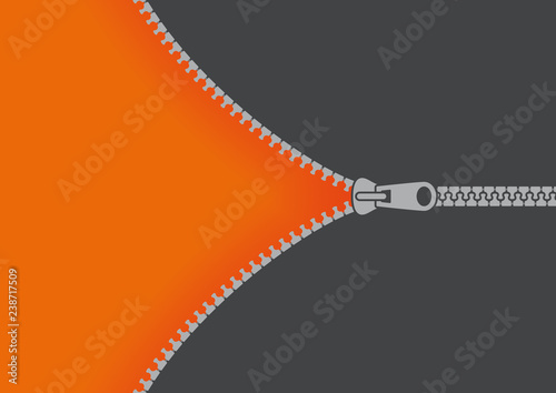 Vector opening zipper with orange base - Vector