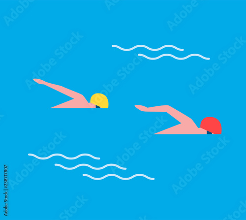 Man Males in Sport Swimming Vector Illustration