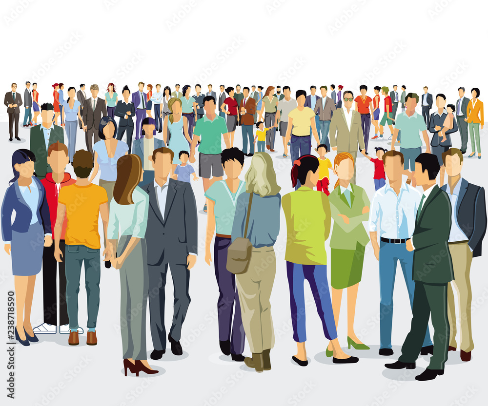 Fototapeta premium Menschenmenge, Große&nbsp;Menschliche Gemeinschaft,&nbsp;Illustration