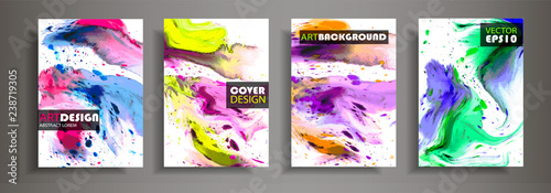 Modern design A4.Abstract marble texture of colored bright liquid paints.Splash neon acrylic paints.Used design presentations, print,flyer,business cards,invitations, calendars,sites, packaging,cover.