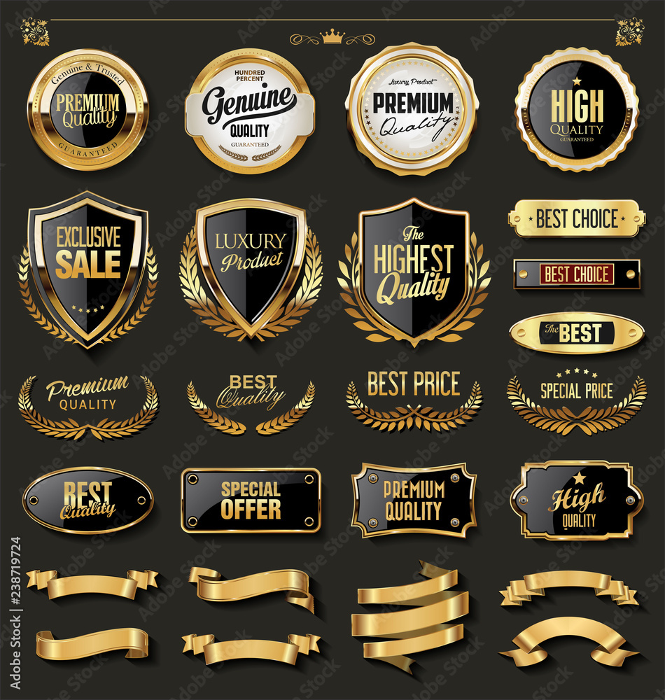 Luxury gold and black design elements collection