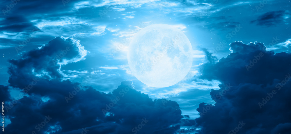 Night sky with moon in the clouds 