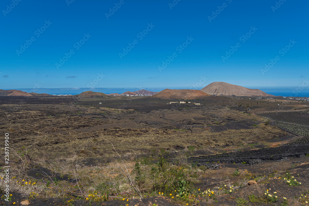 Canary islands lanzarote volcano landscape sunny day