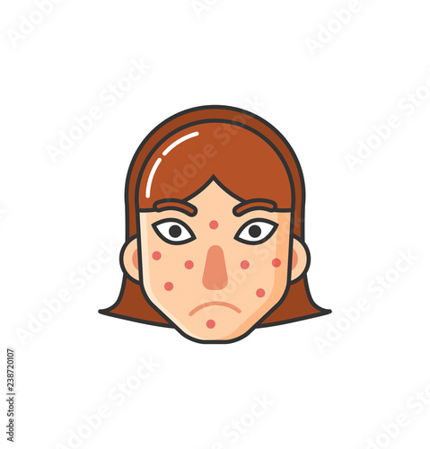 Girl with Rash on Face, Skin Problem by Sickness