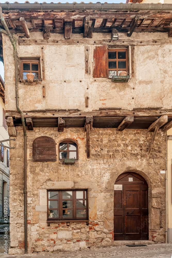 Typical medieval house of northern Italy in Cividale del Friuli, Udine, Friuli Venezia Giulia, Italy