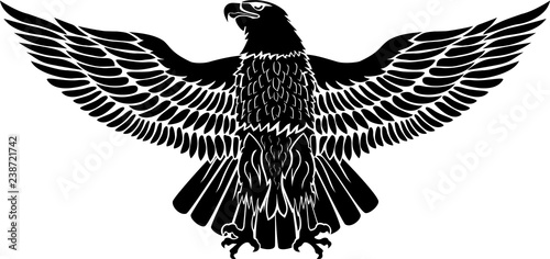 Eagle with open wings in black for tattoo and stickers