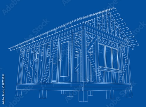 Private house sketch. Vector