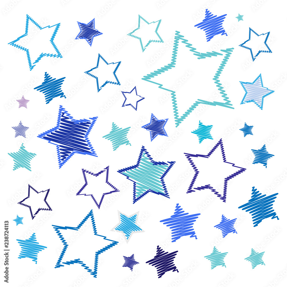 Christmas blue stars. Embroidery starry pattern. Vector illustration.