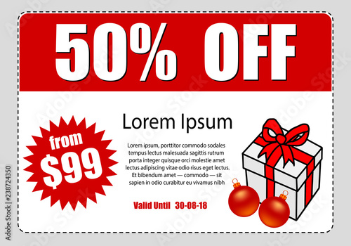 business coupon. Vector illustration Sale of goods and services. Christmas sale. Voucher.