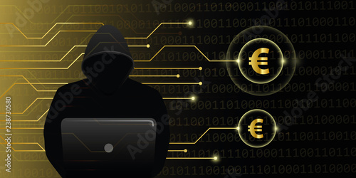 hacker steal euros cyber crime attack vector illustration EPS10