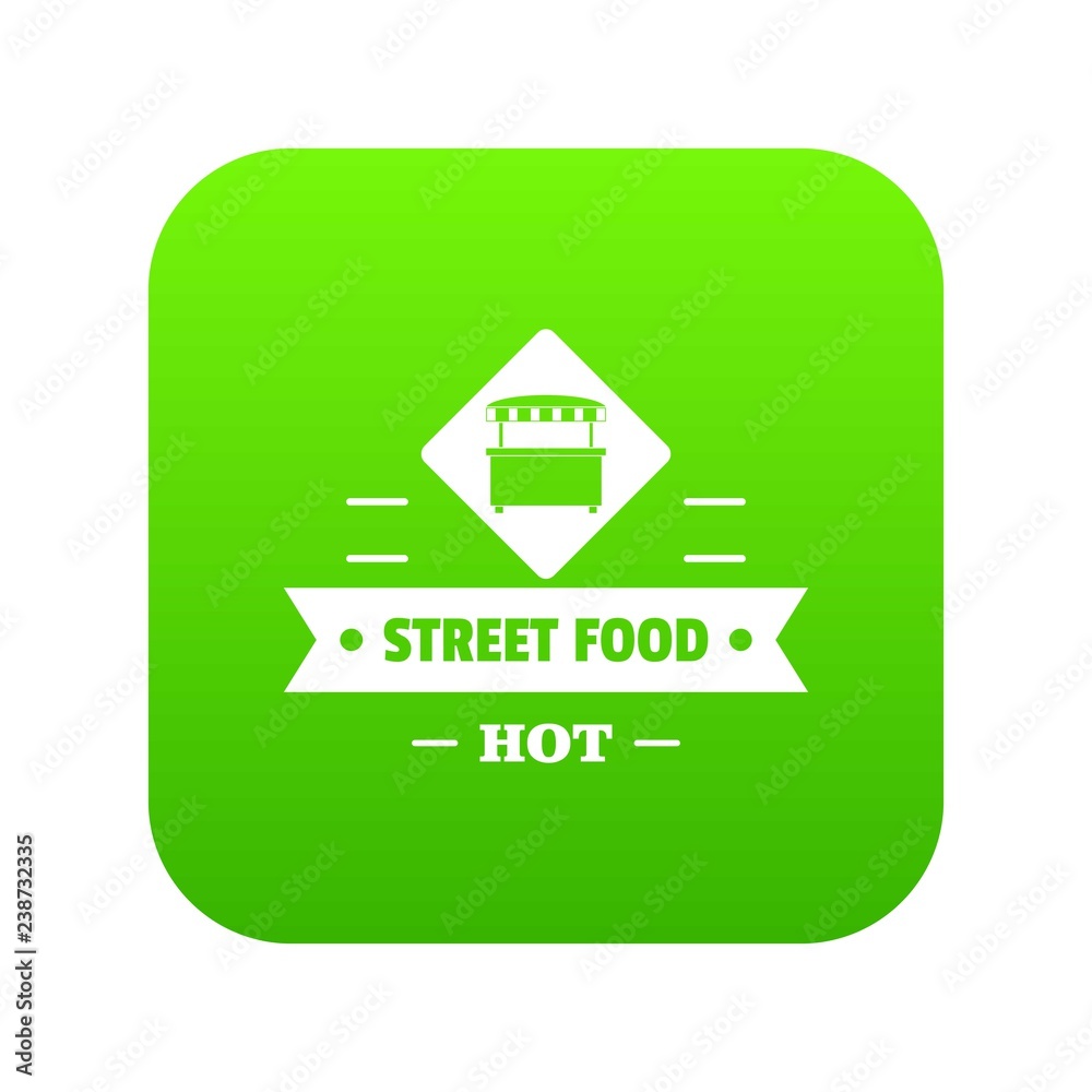 Hot street food icon green vector isolated on white background