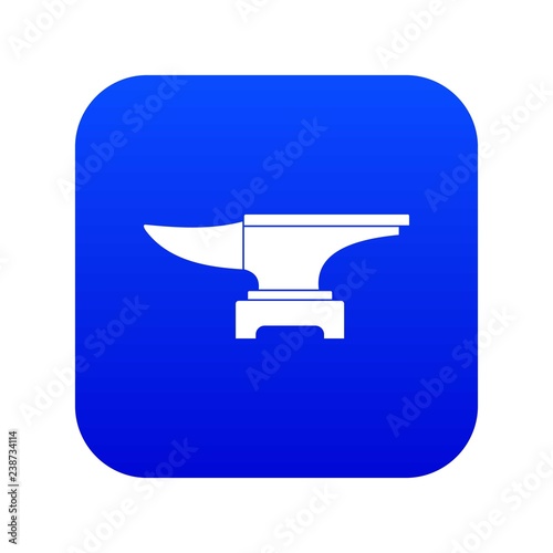 Heavy black metal anvil icon digital blue for any design isolated on white vector illustration